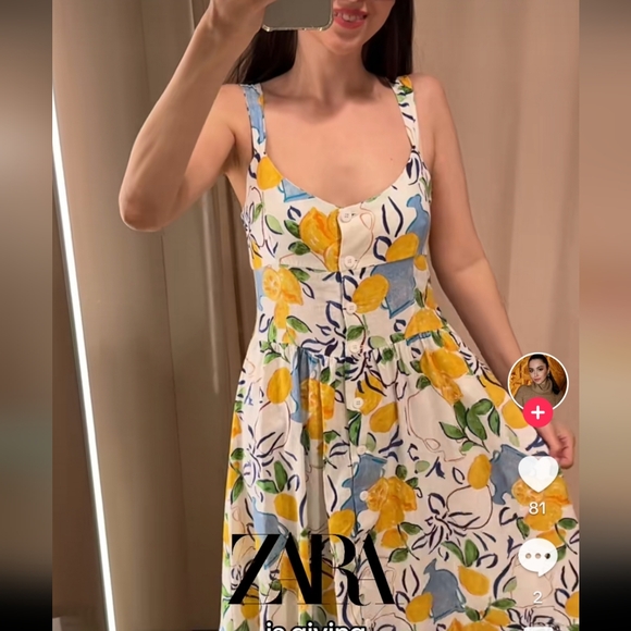 BNWT! Zara linen blend printed midi dress - Picture 13 of 14